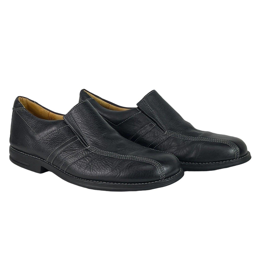 Sandro Moscoloni Black Loafers Mens Size 13 D Slip On Shoes Pebble Leather